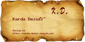 Karda Dezső névjegykártya